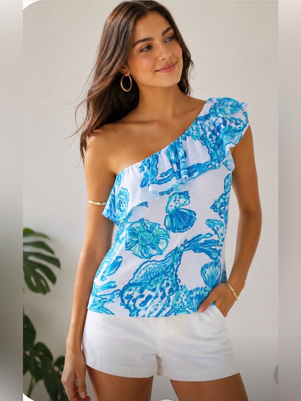 Lilly Pulitzer Blue and Green Patterned Blouse
